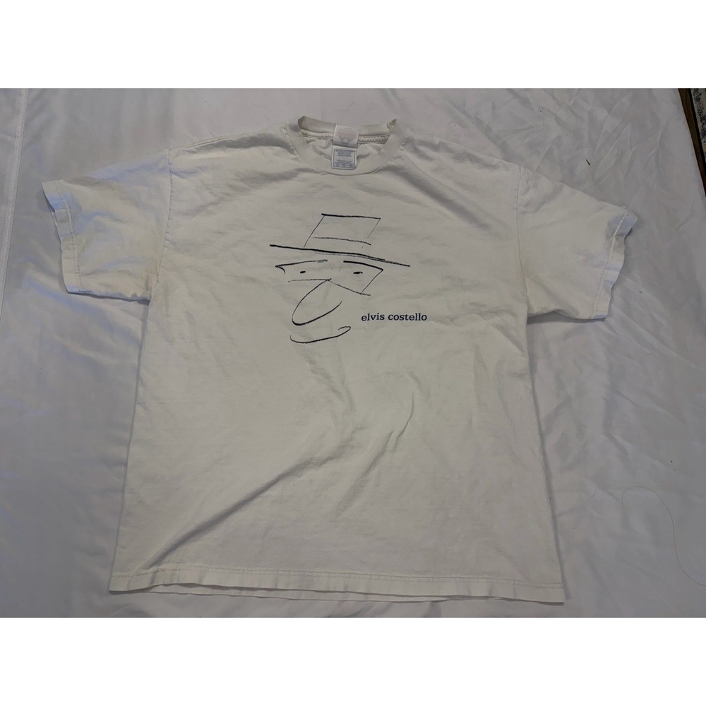 Vintage Elvis Costello Shirt Mens XL Minimalist Sketch Aaa